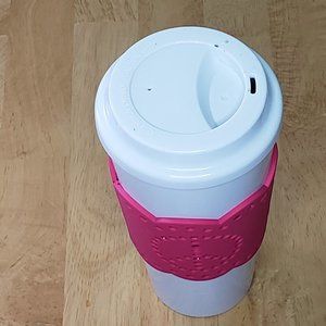 Old Navy Pink and White Peace Sign Insulated Cup
